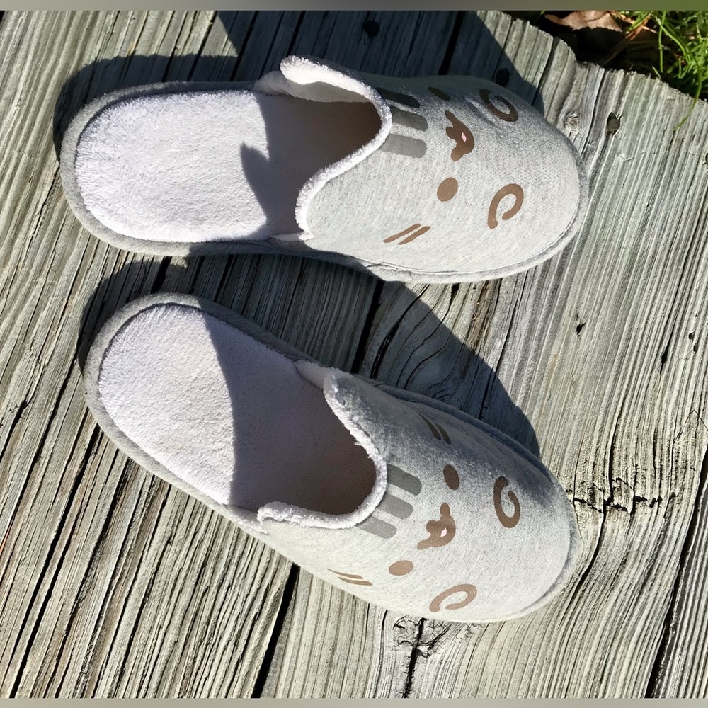 Ladies M PUSHEEN Box House Slippers Grey Cat Slip On Slides Flat Slippers - Picture 7 of 9